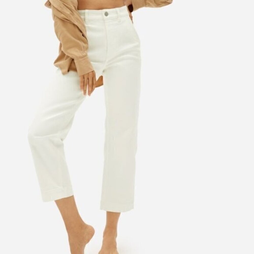 Everlane White Straight Leg Crop Pant